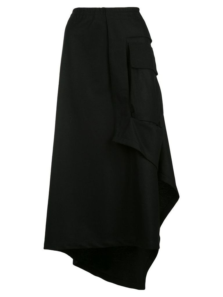 Yohji Yamamoto asymmetric draped midi skirt - Black