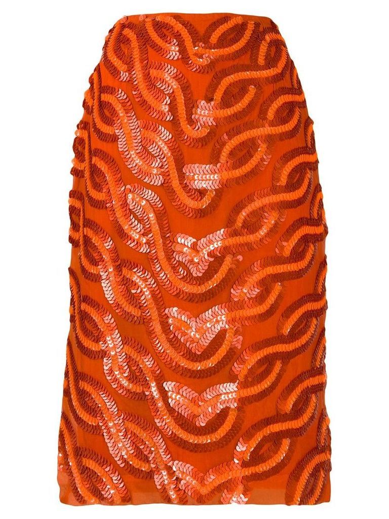 Erika Cavallini embellished midi skirt - ORANGE