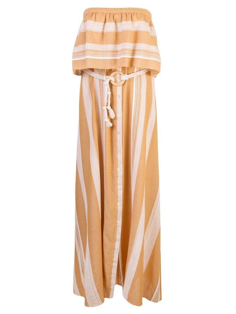 lemlem striped strapless dress - Brown