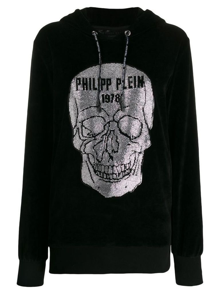 Philipp Plein embellished-skull hoodie - Black