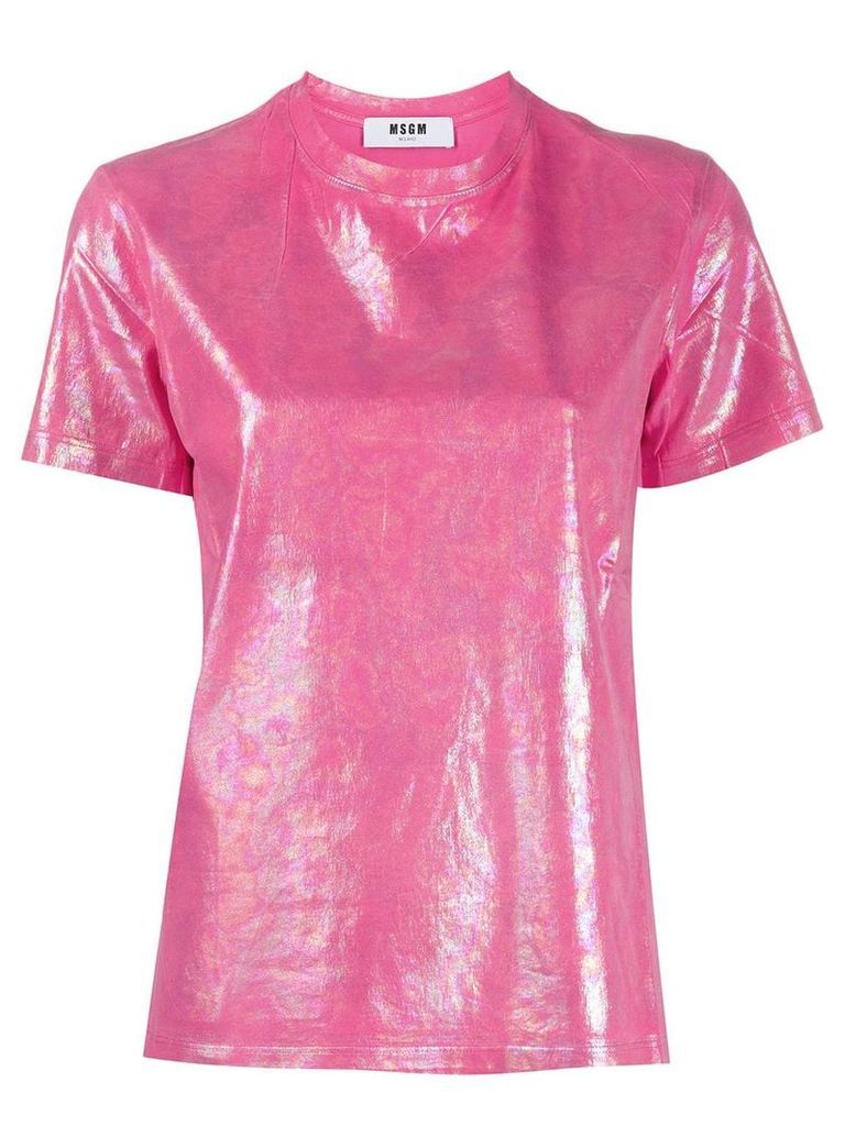 MSGM holographic effect T-shirt - PINK