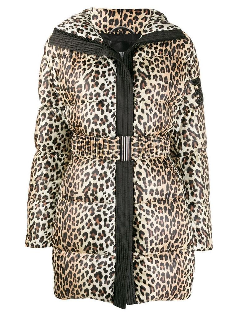 Ermanno Scervino leopard print padded coat - Neutrals