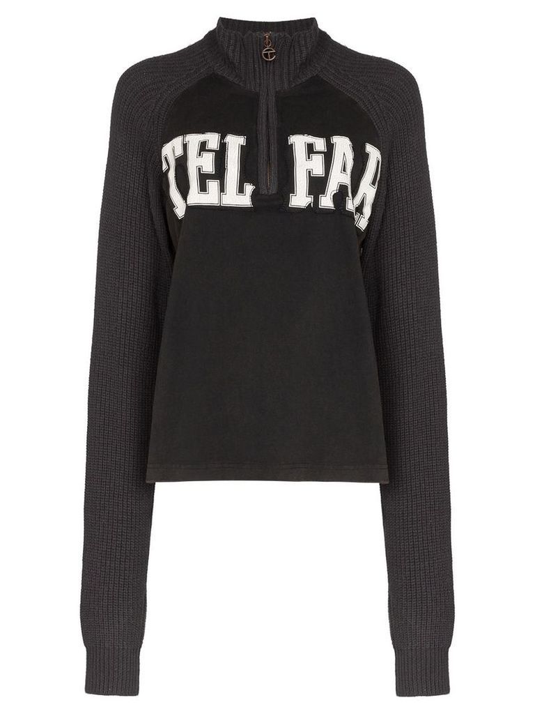 Telfar half-zip logo printed sweatshirt - Black