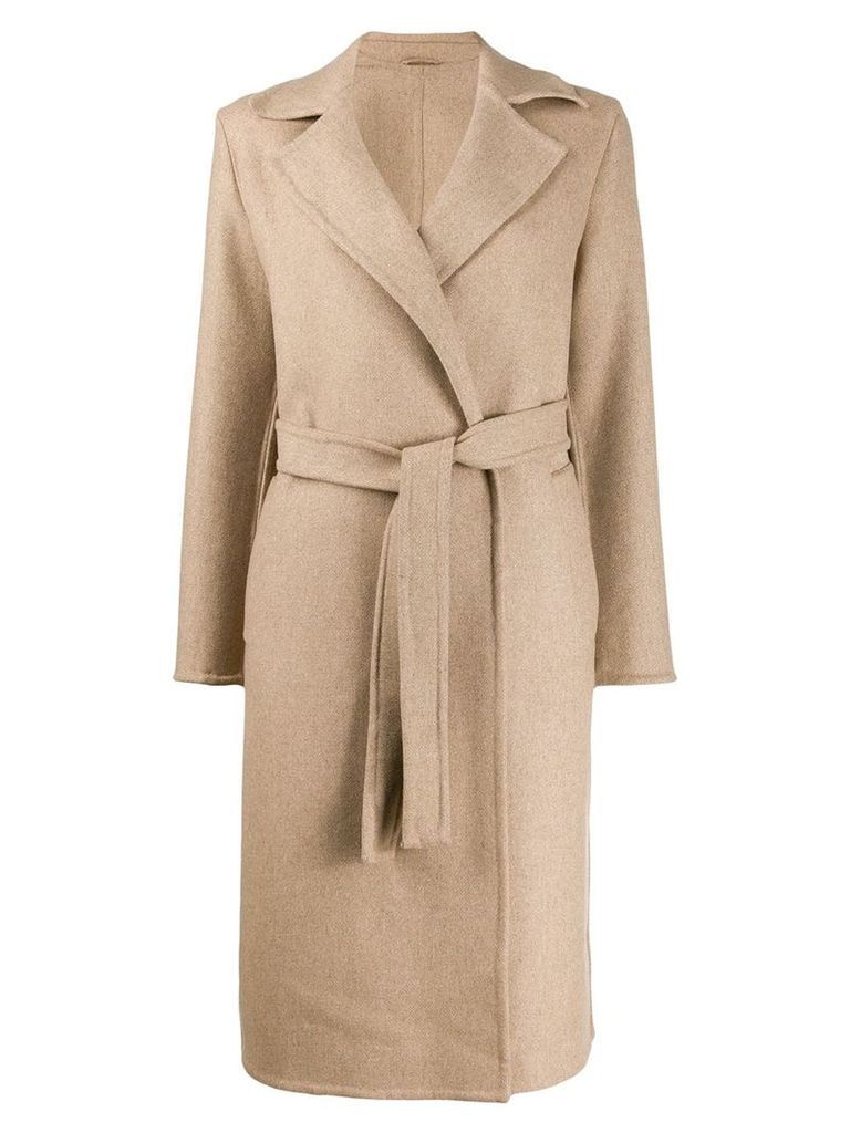 Closed belted mid-length coat - NEUTRALS