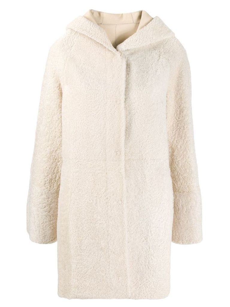 Drome hooded shearling jacket - NEUTRALS