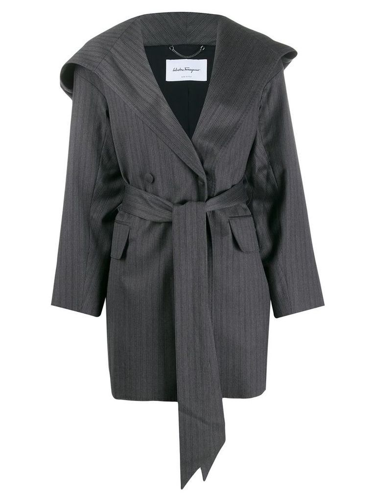 Salvatore Ferragamo tie waist silk coat - Grey