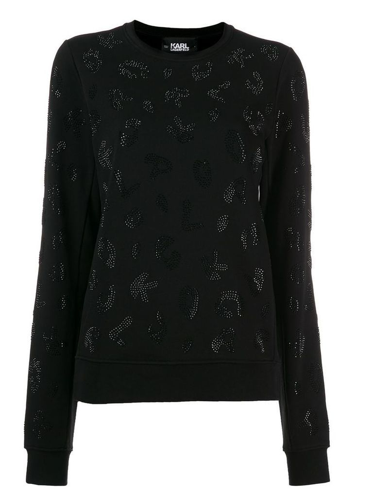 Karl Lagerfeld rhinestones branded sweatshirt - Black