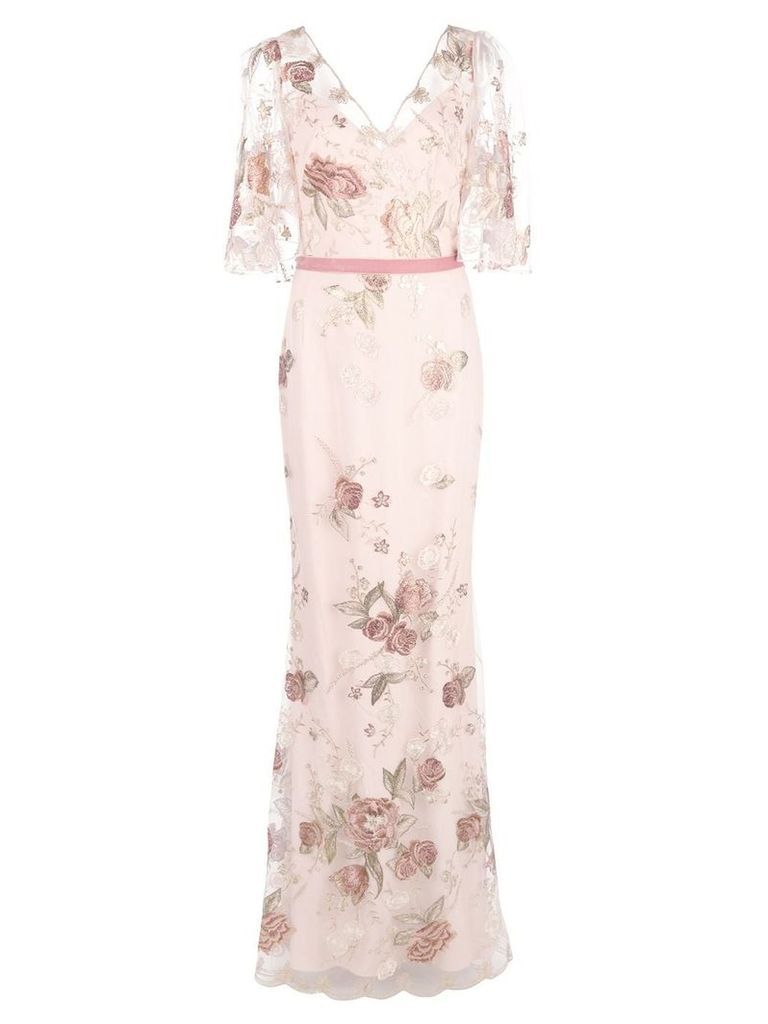Marchesa Notte floral embroidered mermaid gown - PINK