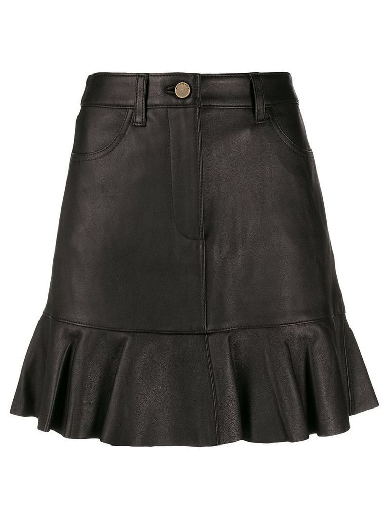 Michael Michael Kors ruffle hem leather skirt - Black