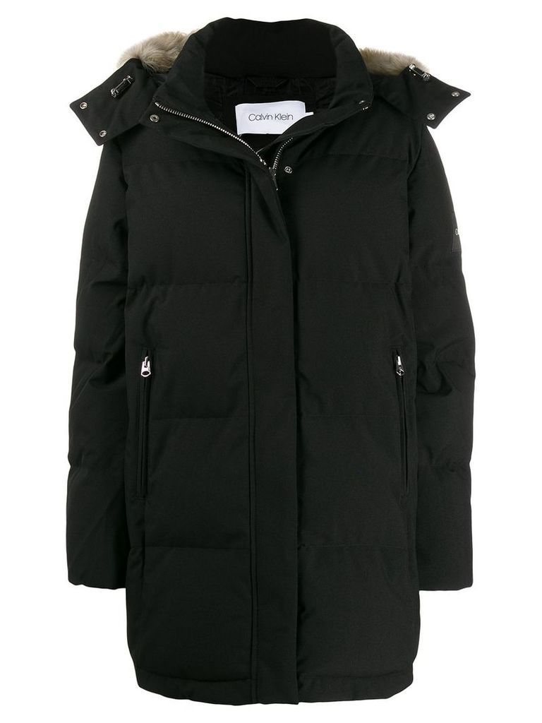 Calvin Klein faux-fur hooded jacket - Black