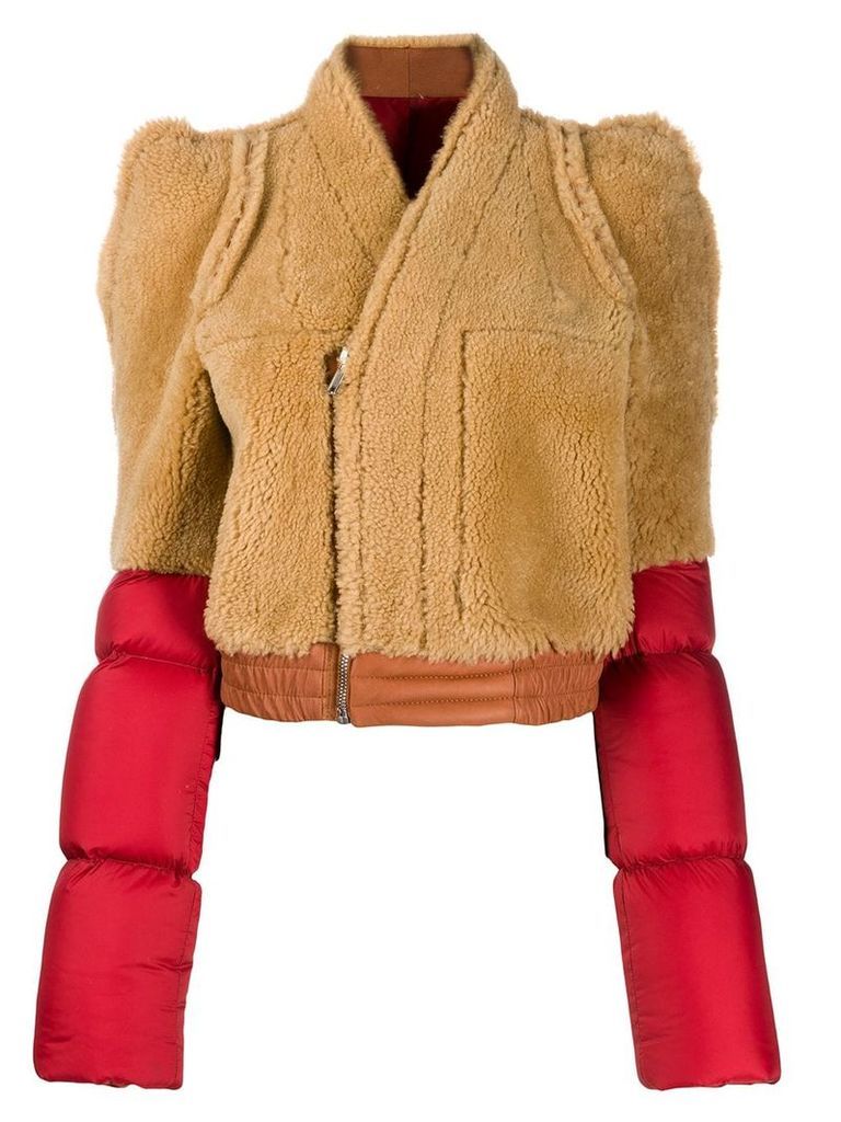 Rick Owens contrast shearling coat - Red