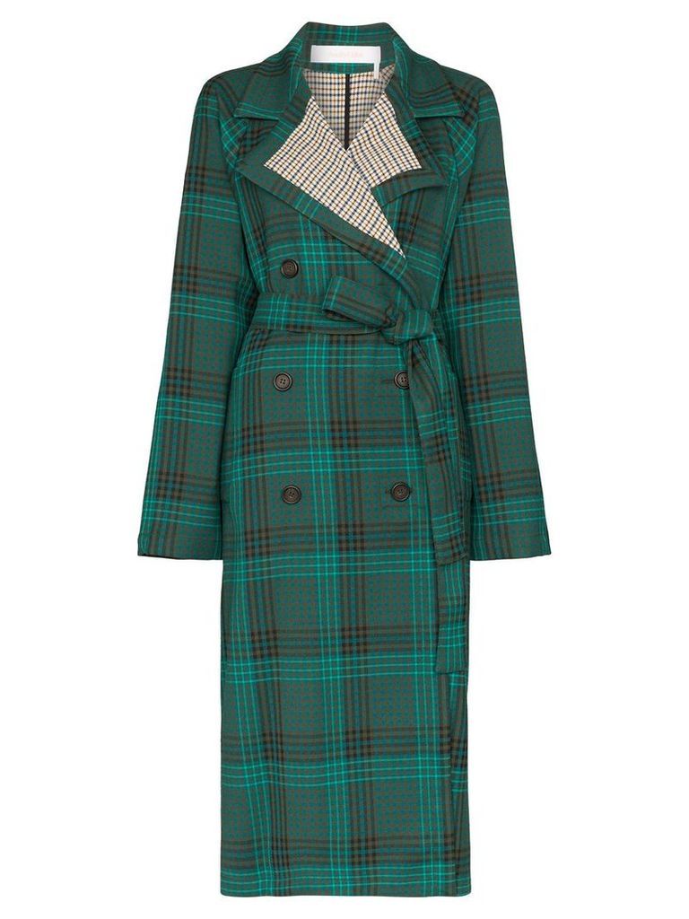 See By Chloé double-breasted check trench coat - Green