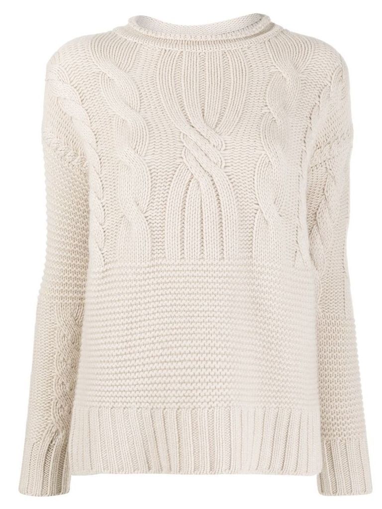 Agnona contrast knit jumper - NEUTRALS