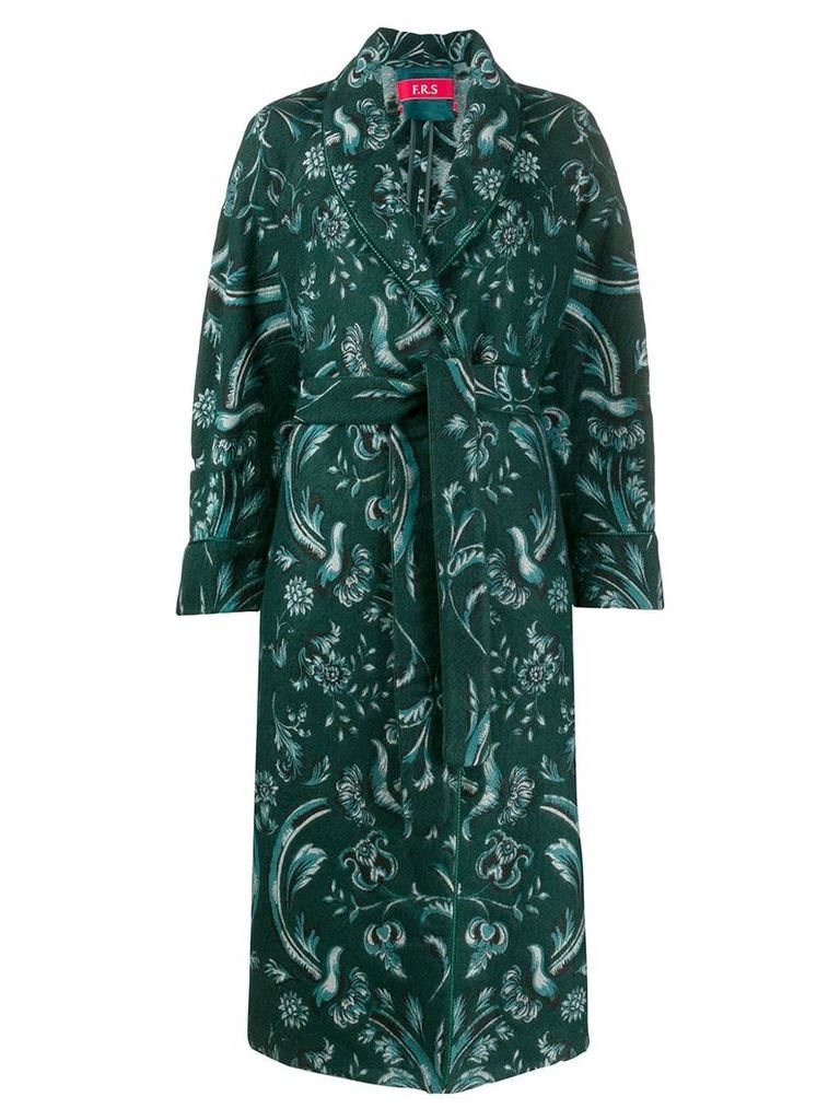 F.R.S For Restless Sleepers belted floral print coat - Green
