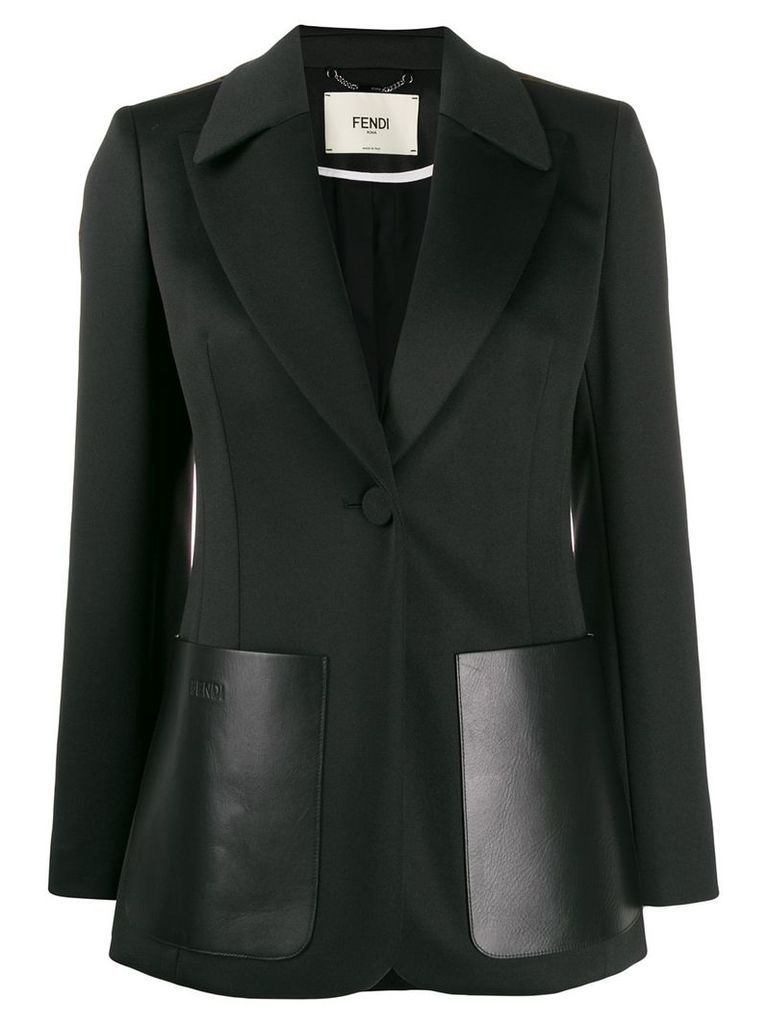 Fendi oversized leather pockets blazer - Black