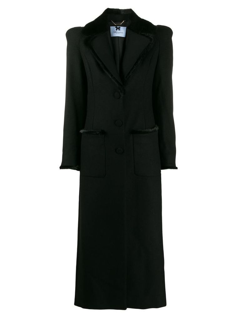 Blumarine faux fur trimmed dress coat - Black