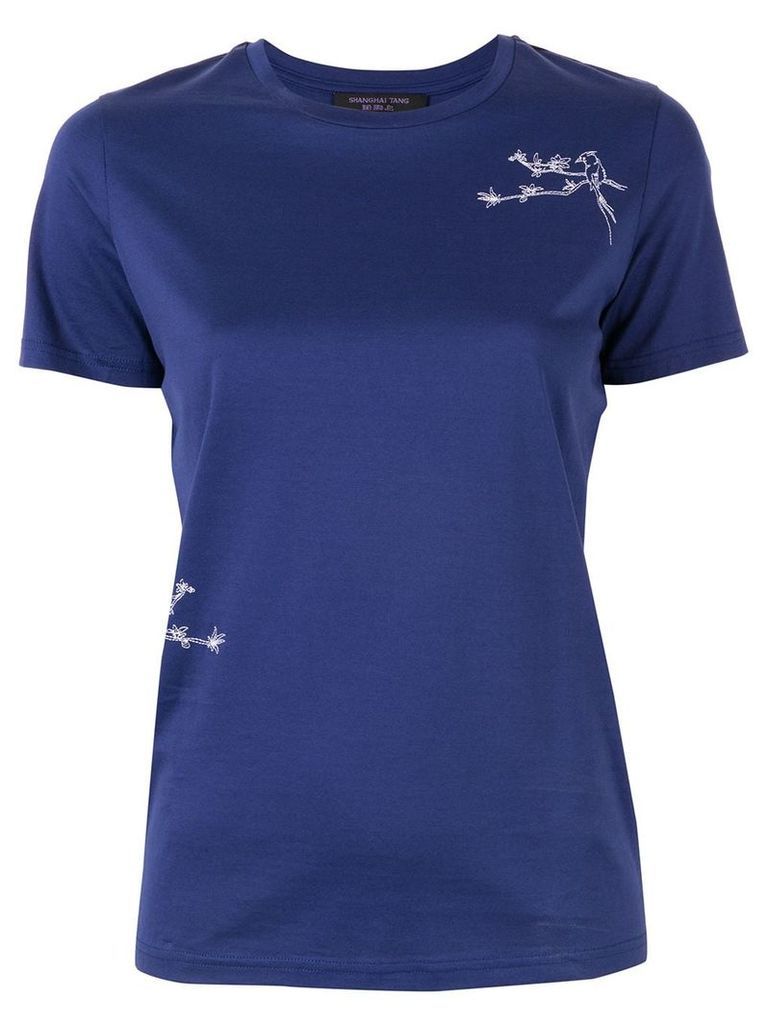 Shanghai Tang bird embroidered T-shirt - Blue
