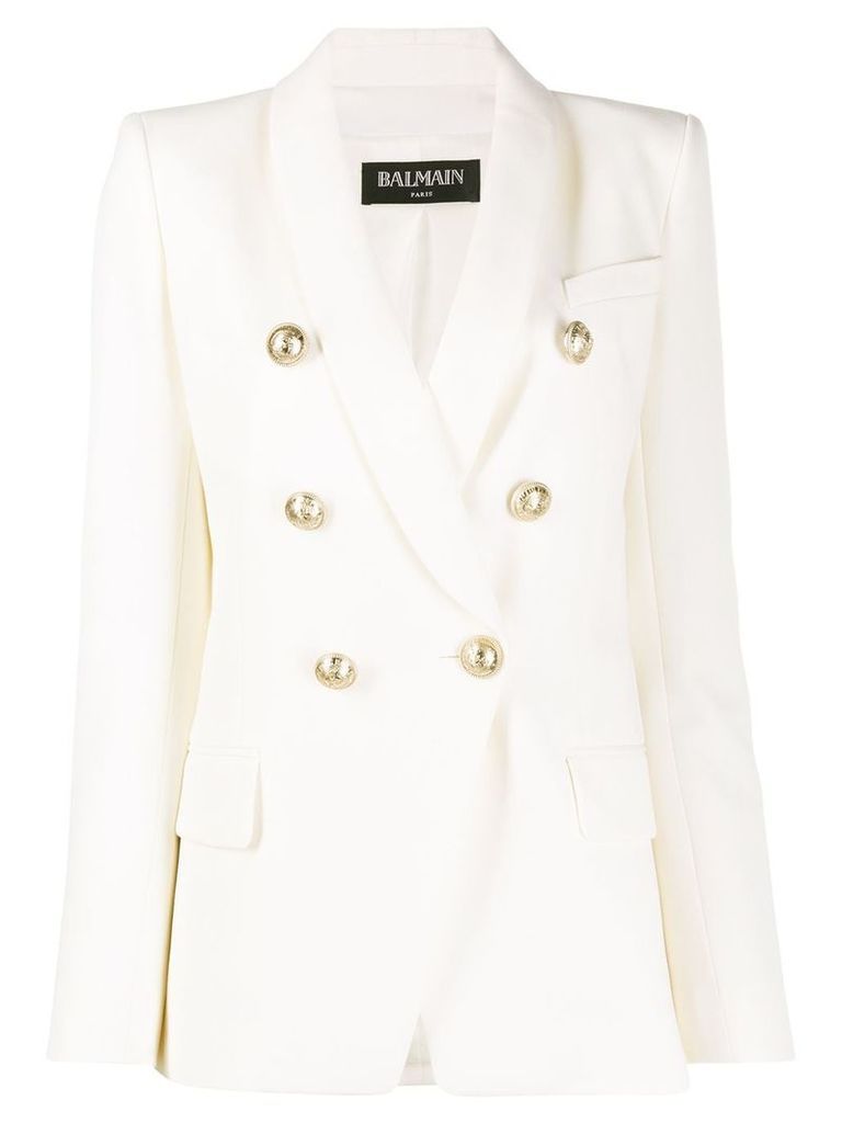 Balmain double breasted structured blazer - White