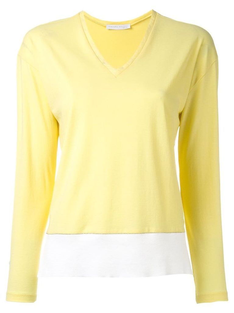 Fabiana Filippi V neck contrast sweatshirt - Yellow