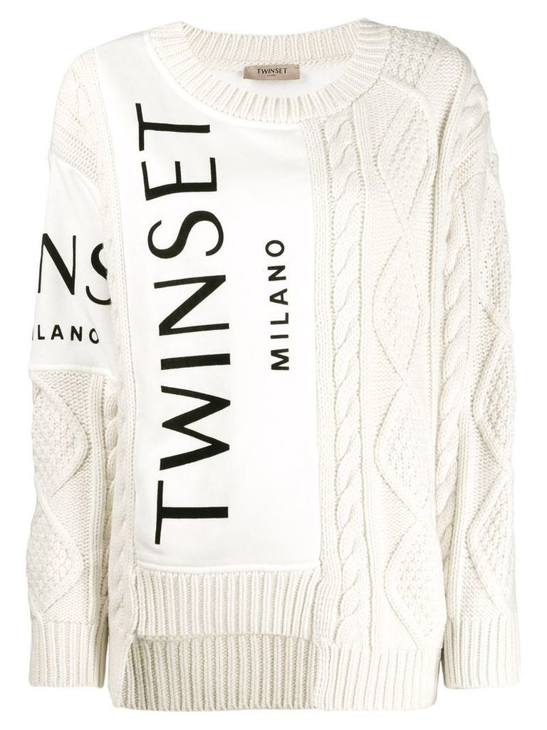 Twin-Set contrast knit jumper - White
