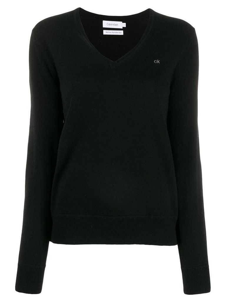 Calvin Klein v-neck knit sweater - Black