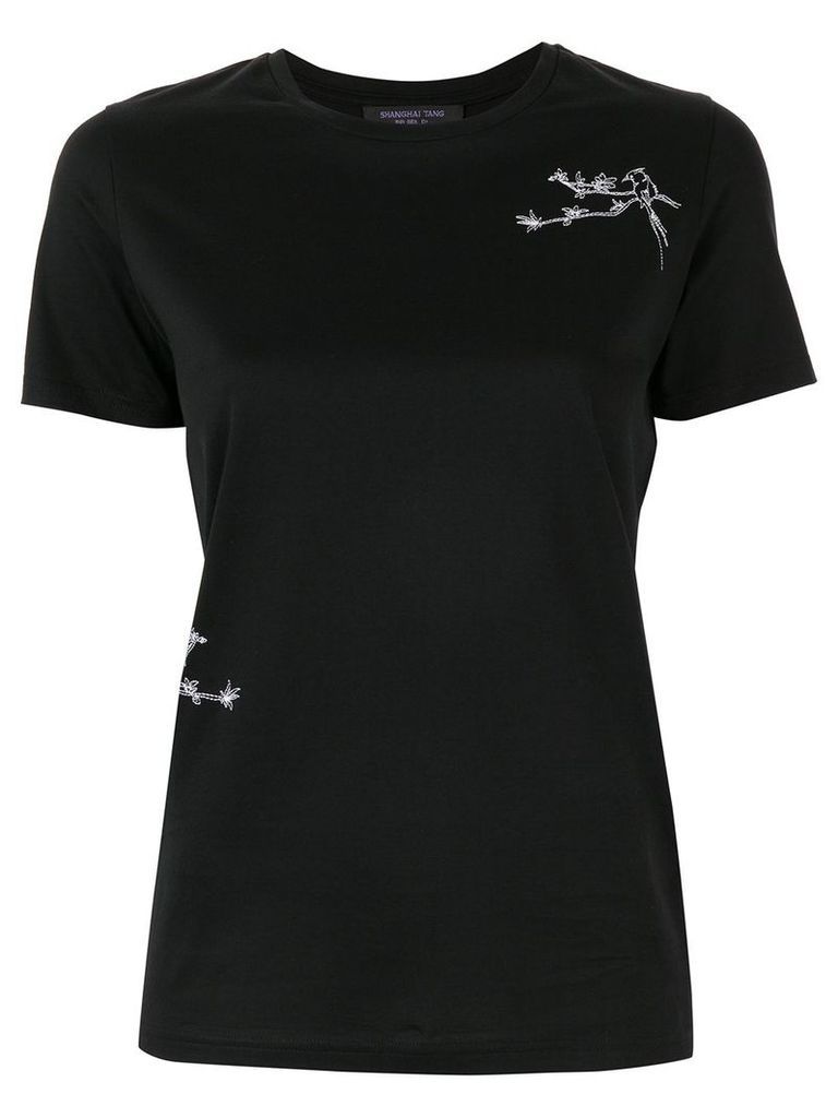Shanghai Tang bird embroidered T-shirt - Black