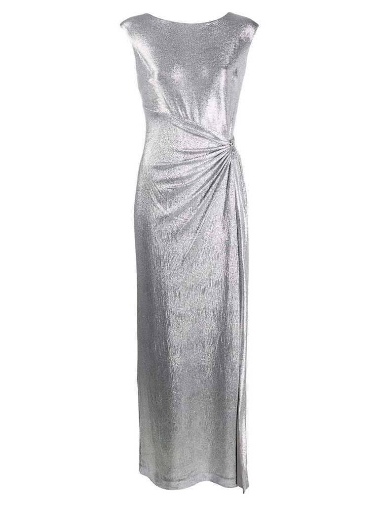 Lauren Ralph Lauren draped metallic sheen dress - SILVER