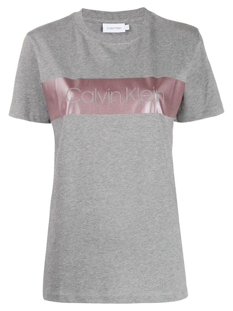 Calvin Klein metallic-band logo T-shirt - Grey