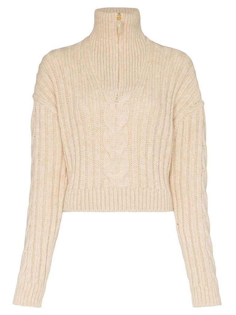 Nanushka Eria cropped cable knit sweater - NEUTRALS