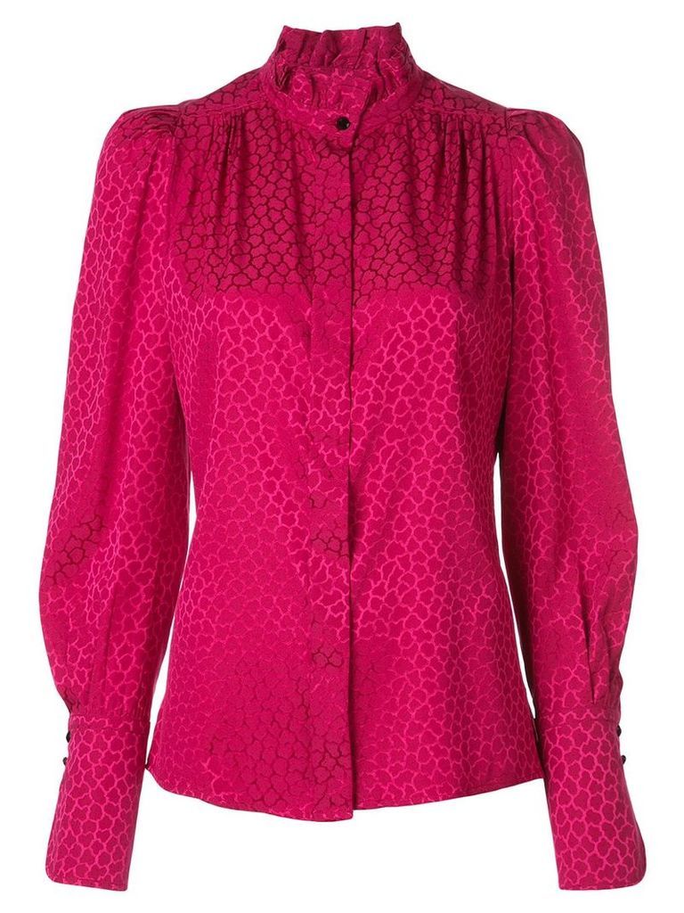 Isabel Marant micro-pattern frill neck blouse - PINK