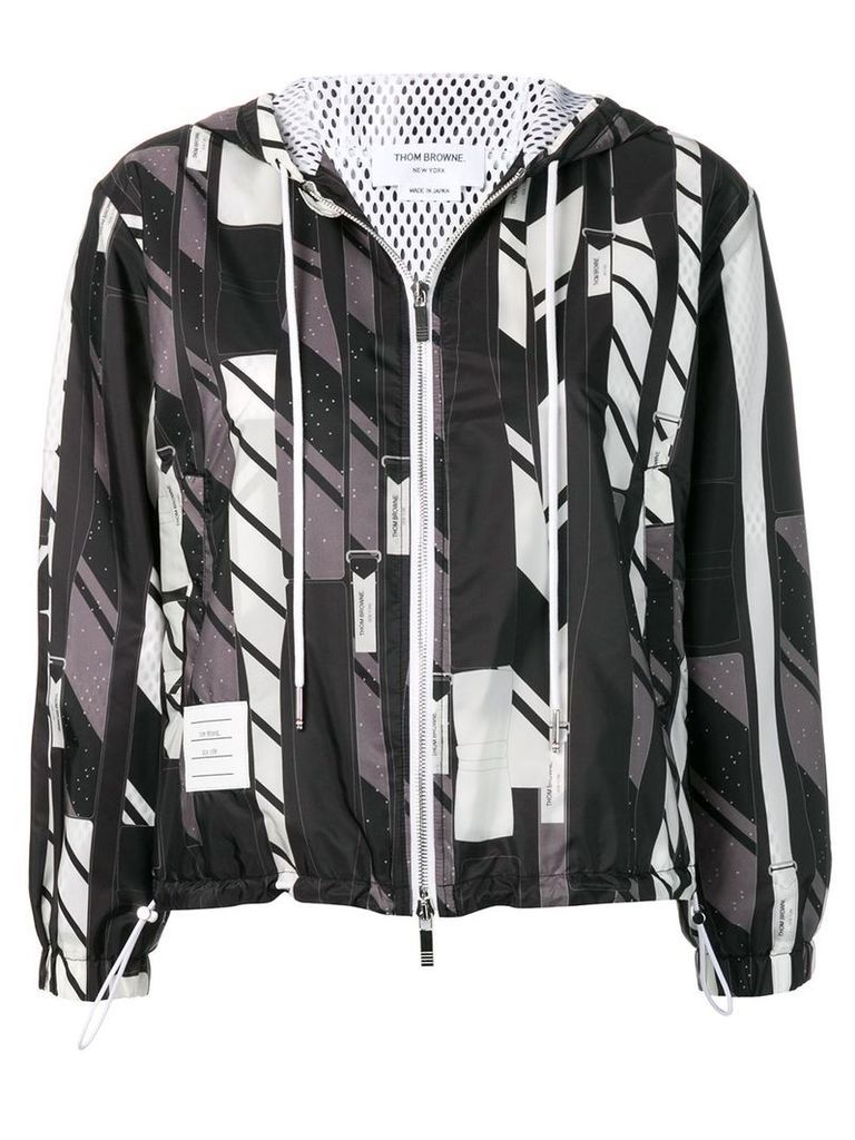 Thom Browne graphic-print hooded jacket - Black
