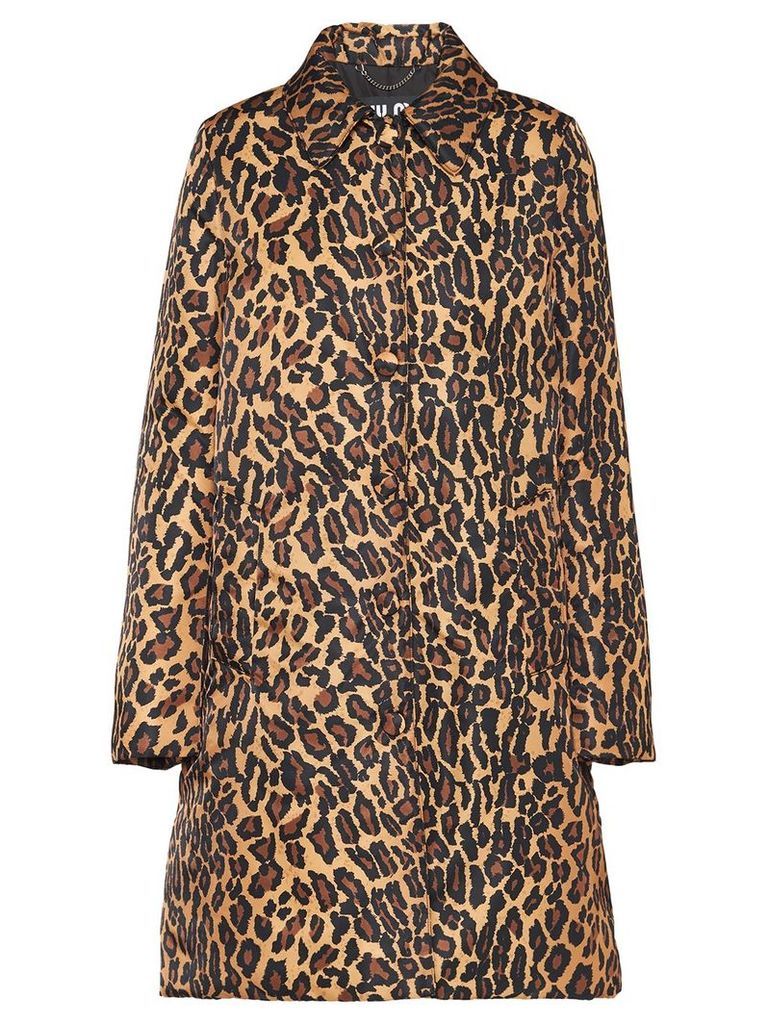 Miu Miu leopard print buttoned coat - Neutrals