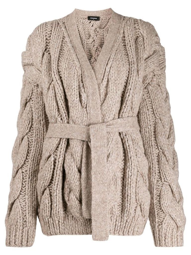 Dsquared2 chunky cable knit cardigan - NEUTRALS