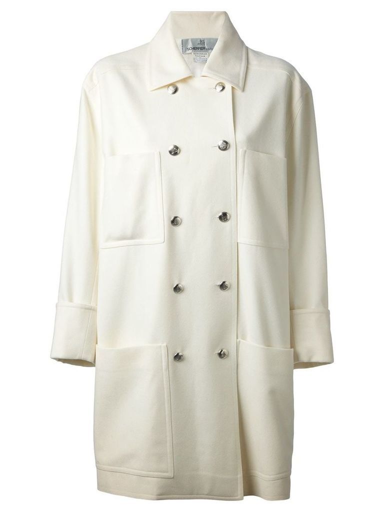 Jean Louis Scherrer Pre-Owned double breasted coat - White