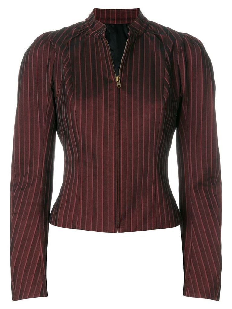 John Galliano Pre-Owned pinstriped zipped blouse - Red