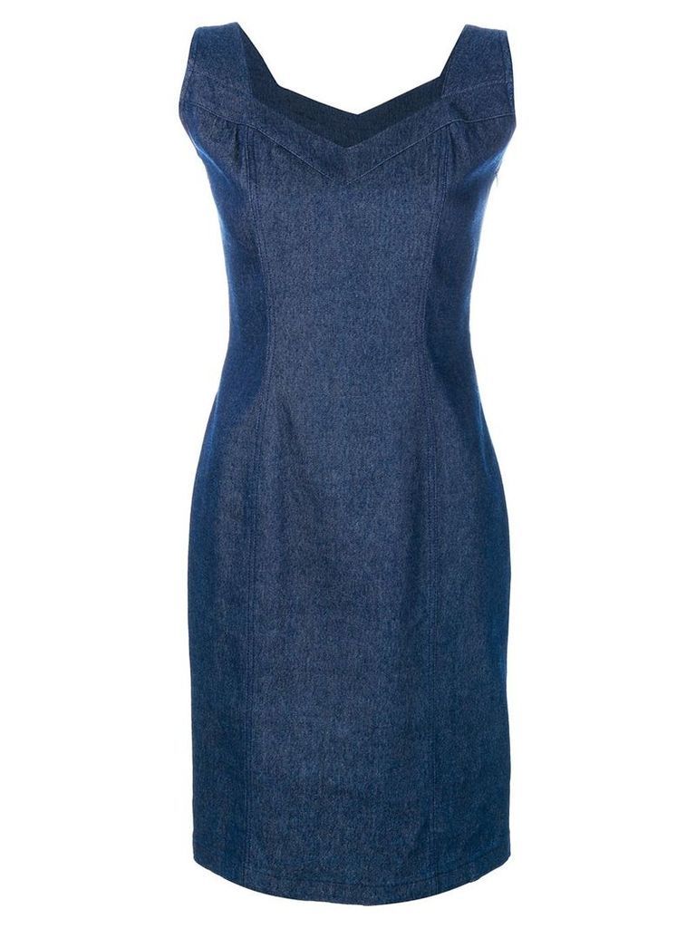 John Galliano Pre-Owned denim sleeveless dress - Blue