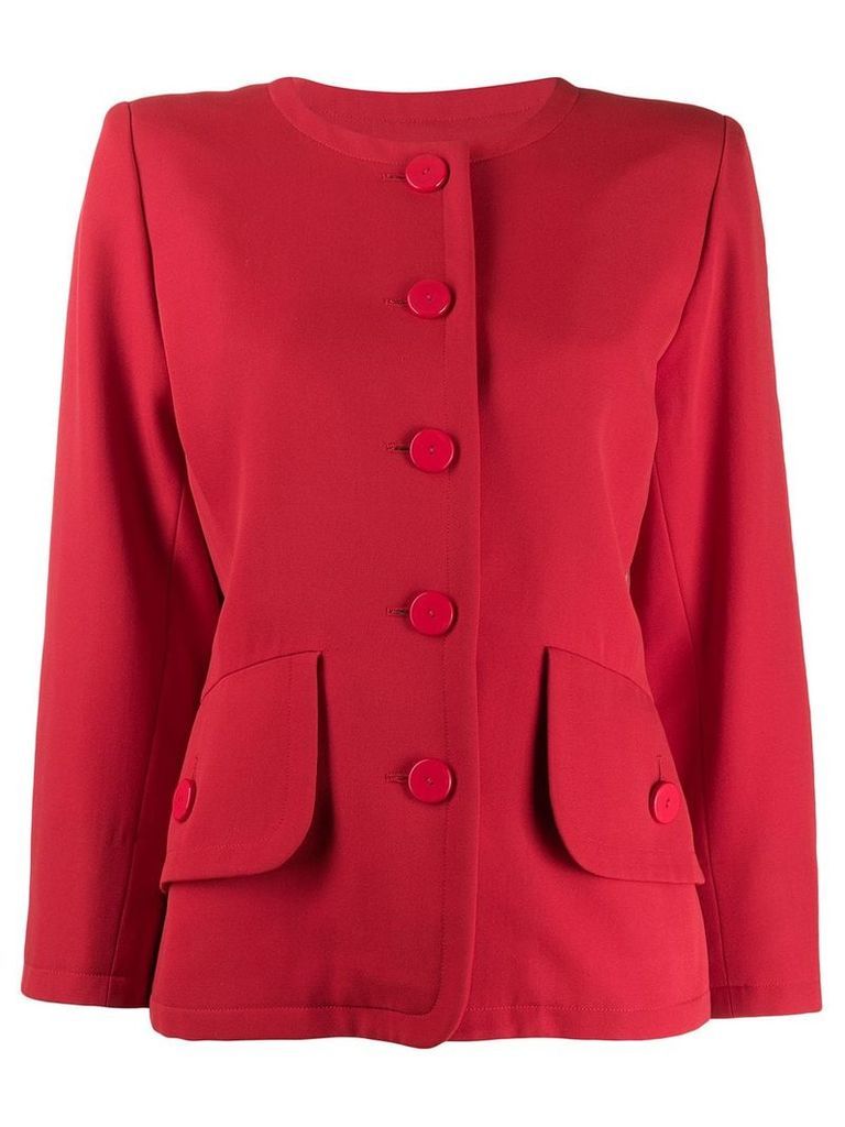 Yves Saint Laurent Pre-Owned loose collarless jacket - Red
