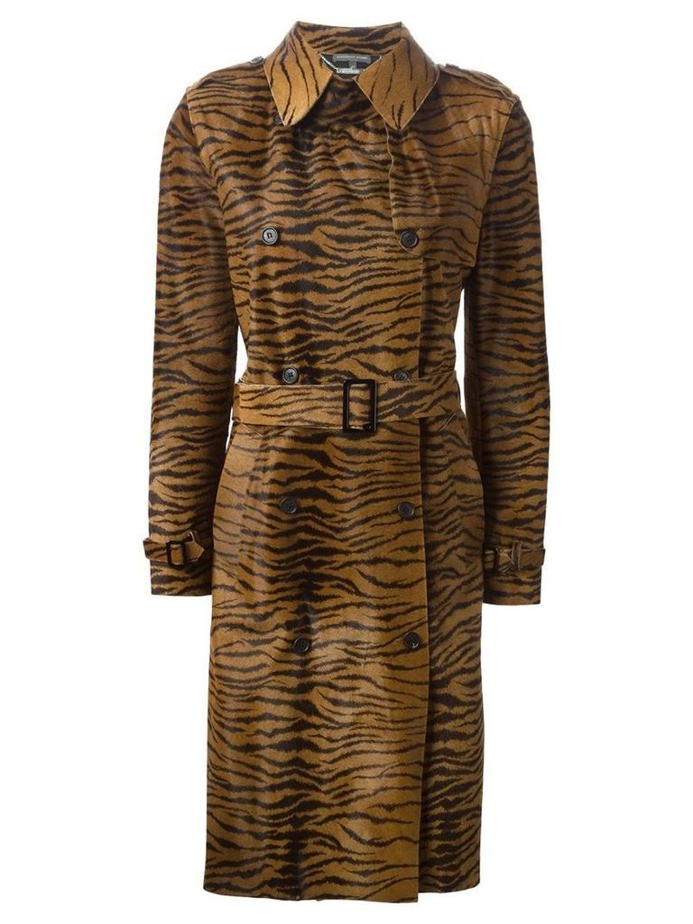 Alexander McQueen Pre-Owned 2003 zebra print trench coat - Brown