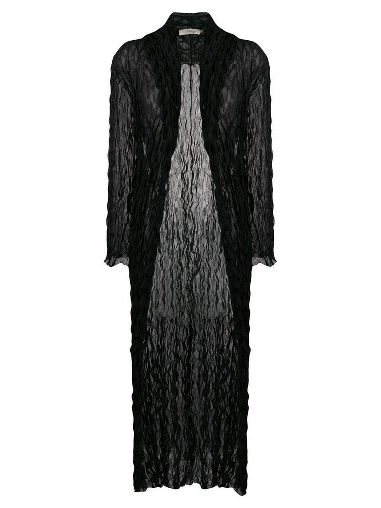 Romeo Gigli Pre-Owned 1990's crunched sheer long coat - Black