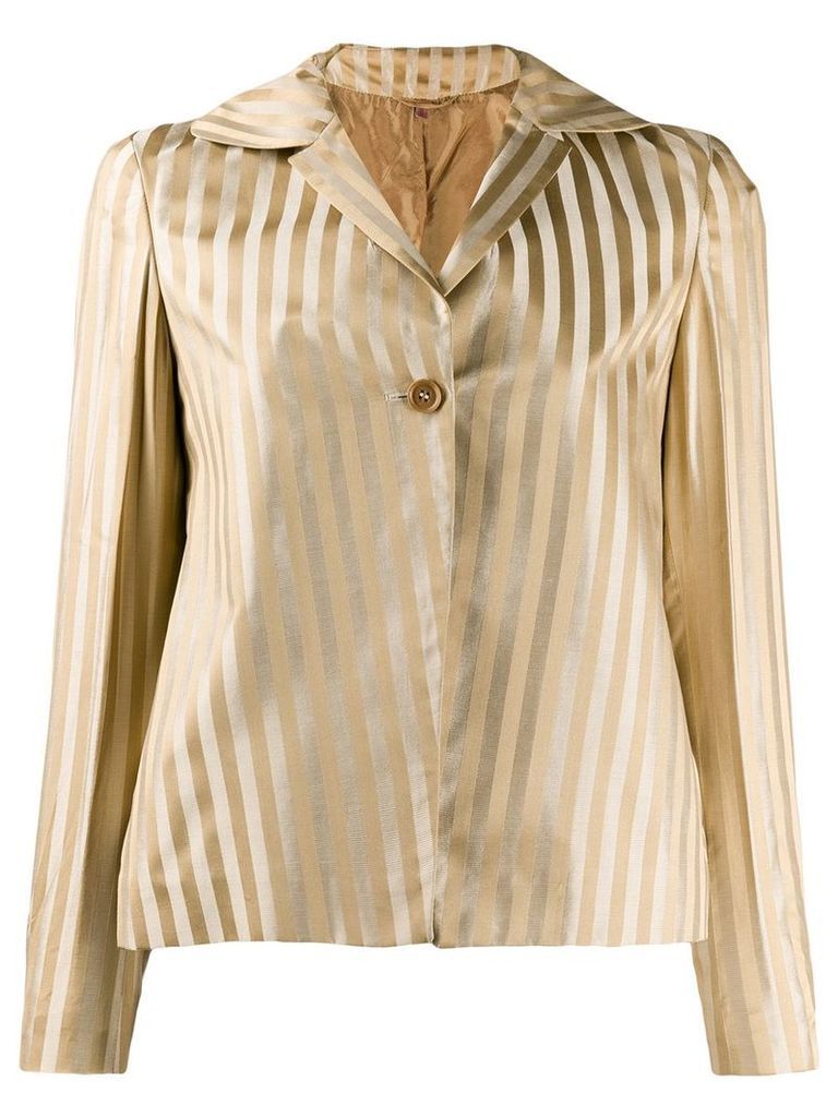 Romeo Gigli Pre-Owned 1990's striped metallic jacket - Neutrals
