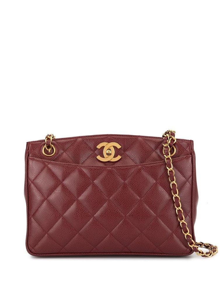 Chanel Pre-Owned diamond quilted shoulder bag - Red