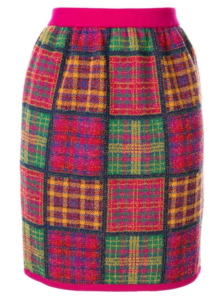 Yves Saint Laurent Pre-Owned checked plaid knitted skirt -