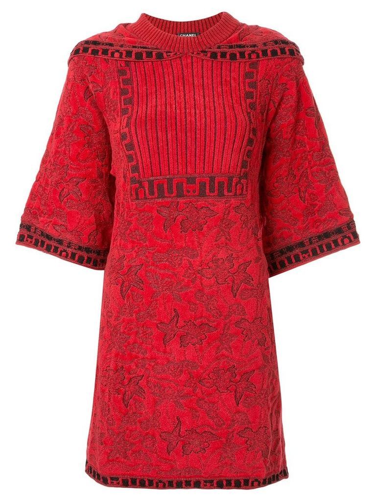 Chanel Pre-Owned shoulders panel knitted dress - Red