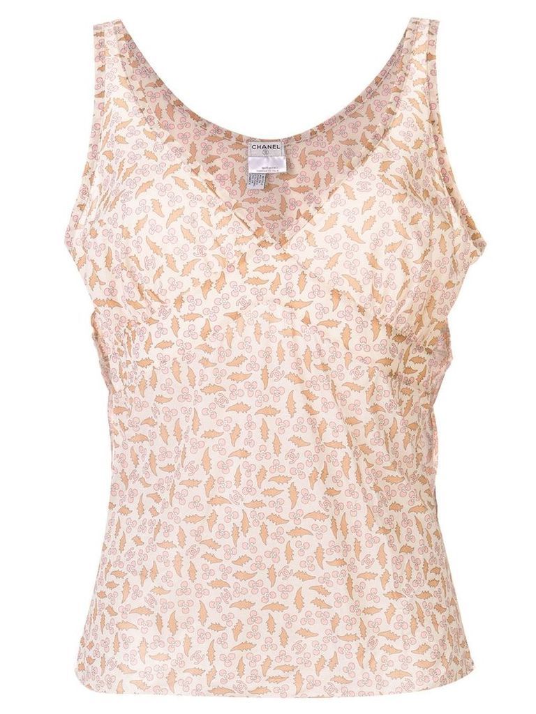 Chanel Pre-Owned floral print tank top - Neutrals
