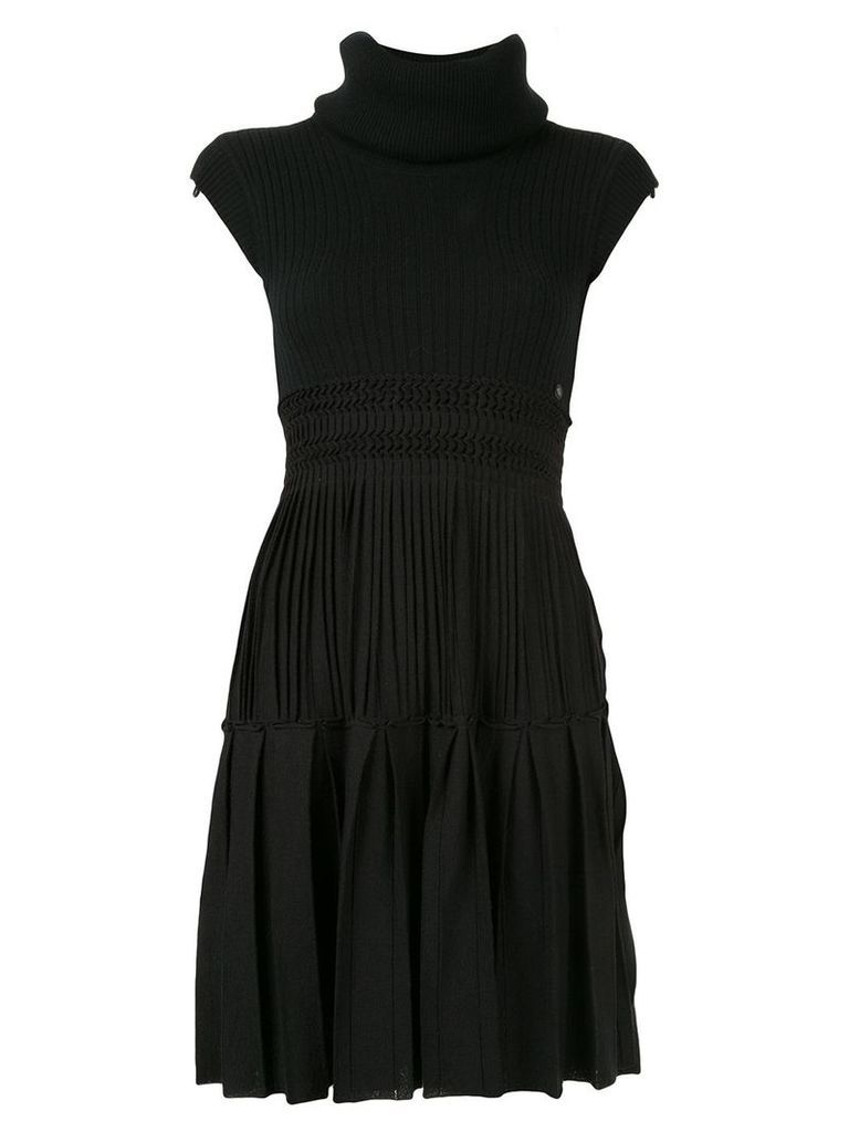 Chanel Pre-Owned pleated arm warmer dress - Black