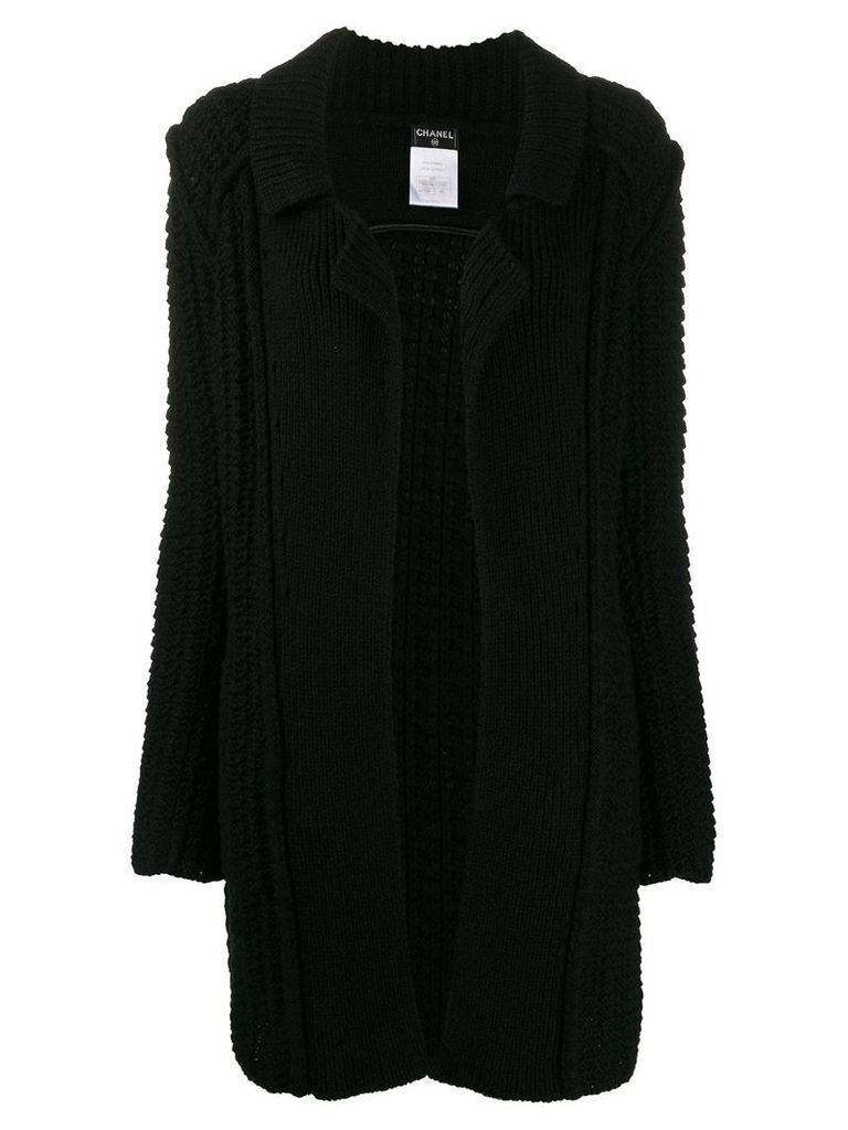 Chanel Pre-Owned 2009's knitted cardi coat - Black