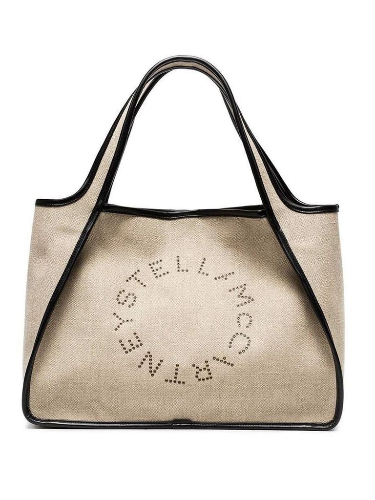 Stella McCartney Beige Logo Linen Tote Bag - NEUTRALS