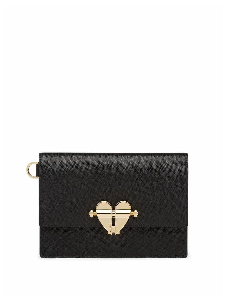 Prada heart logo plaque mini-bag - Black