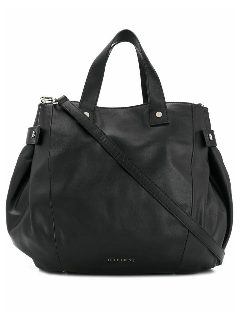 Orciani snap-fastening leather tote - Black