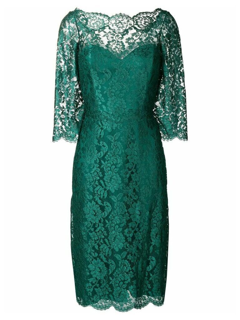 Rhea Costa floral lace pattern midi dress - Green